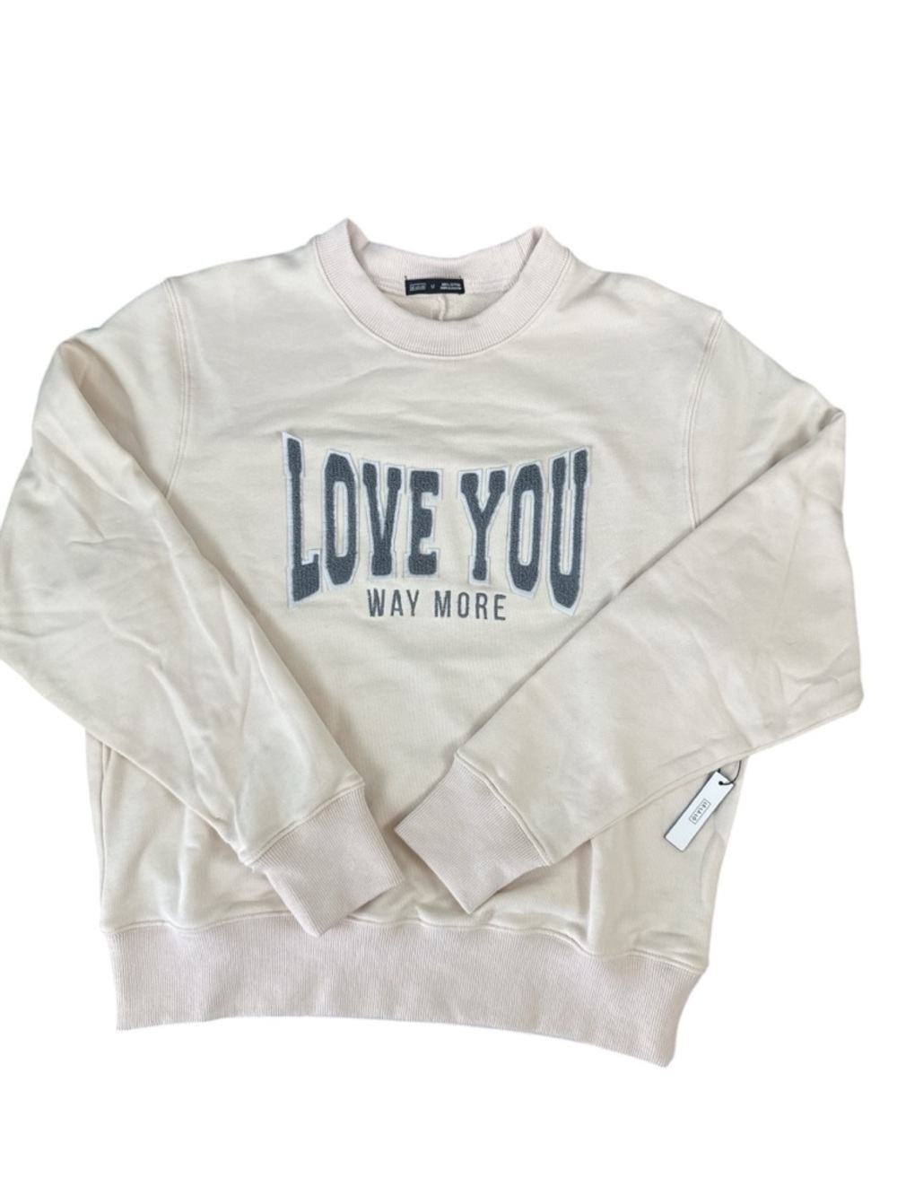 LeLaLo Cream “Love You Way More” Sweatshirt Size Medium Graphic Pullover